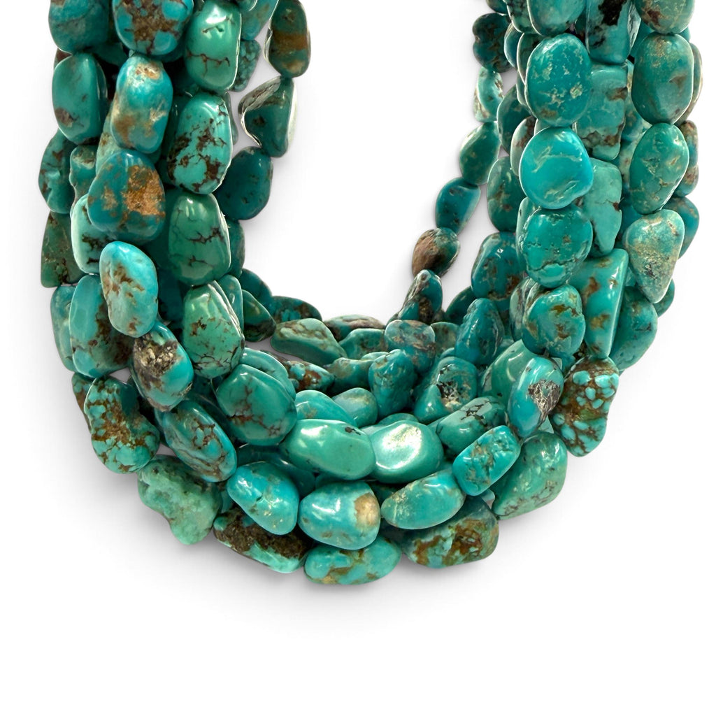 Arizona Kingman Turquoise Beads USA Authentic - Never Dyed or Color Enhancement - Rough-Cut Freeform Nugget Approx. 8X10mm SKU#A115