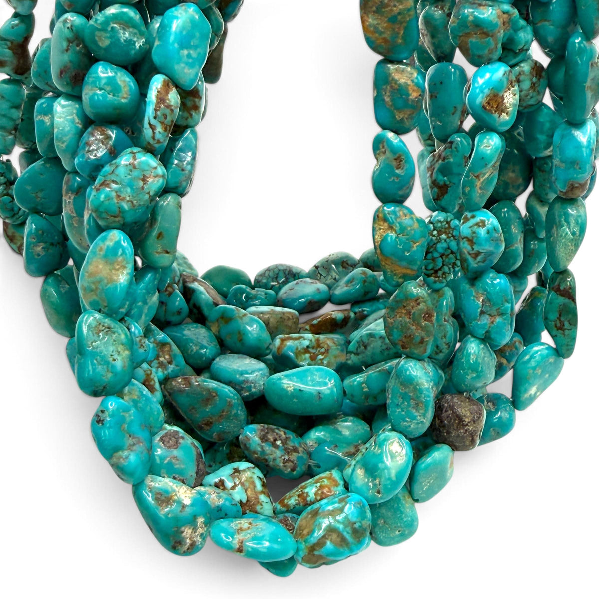 Arizona Kingman Turquoise Beads USA Authentic - Never Dyed or Color Enhancement - Rough-Cut Freeform Nugget Approx. 8X10mm SKU#A115