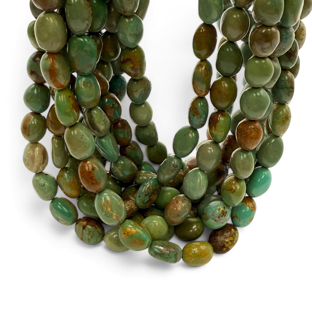 Multicolor Turquoise Beads with Golden Matrix - Never Dyed or Color Enhancement - Freeform Tumbled Pebble Nugget Approx. 6X10mm SKU#A117