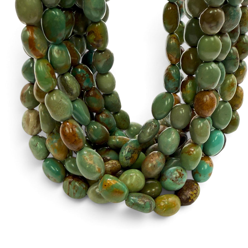 Multicolor Turquoise Beads with Golden Matrix - Never Dyed or Color Enhancement - Freeform Tumbled Pebble Nugget Approx. 6X10mm SKU#A117