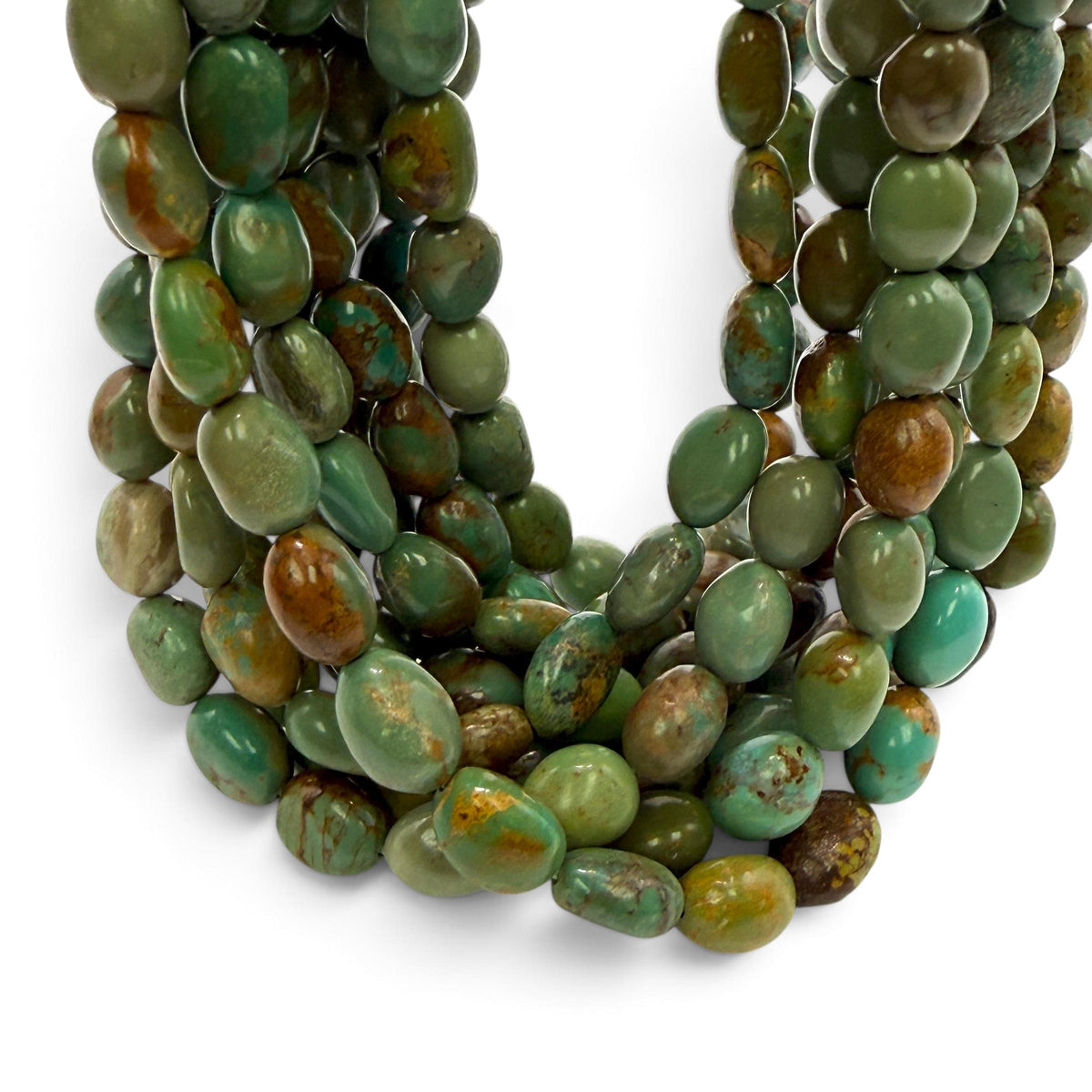 Multicolor Turquoise Beads with Golden Matrix - Never Dyed or Color Enhancement - Freeform Tumbled Pebble Nugget Approx. 6X10mm SKU#A117