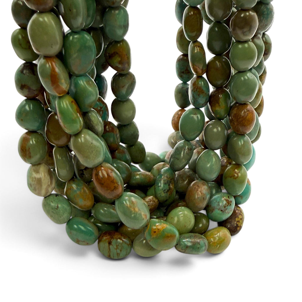 Multicolor Turquoise Beads with Golden Matrix - Never Dyed or Color Enhancement - Freeform Tumbled Pebble Nugget Approx. 6X10mm SKU#A117