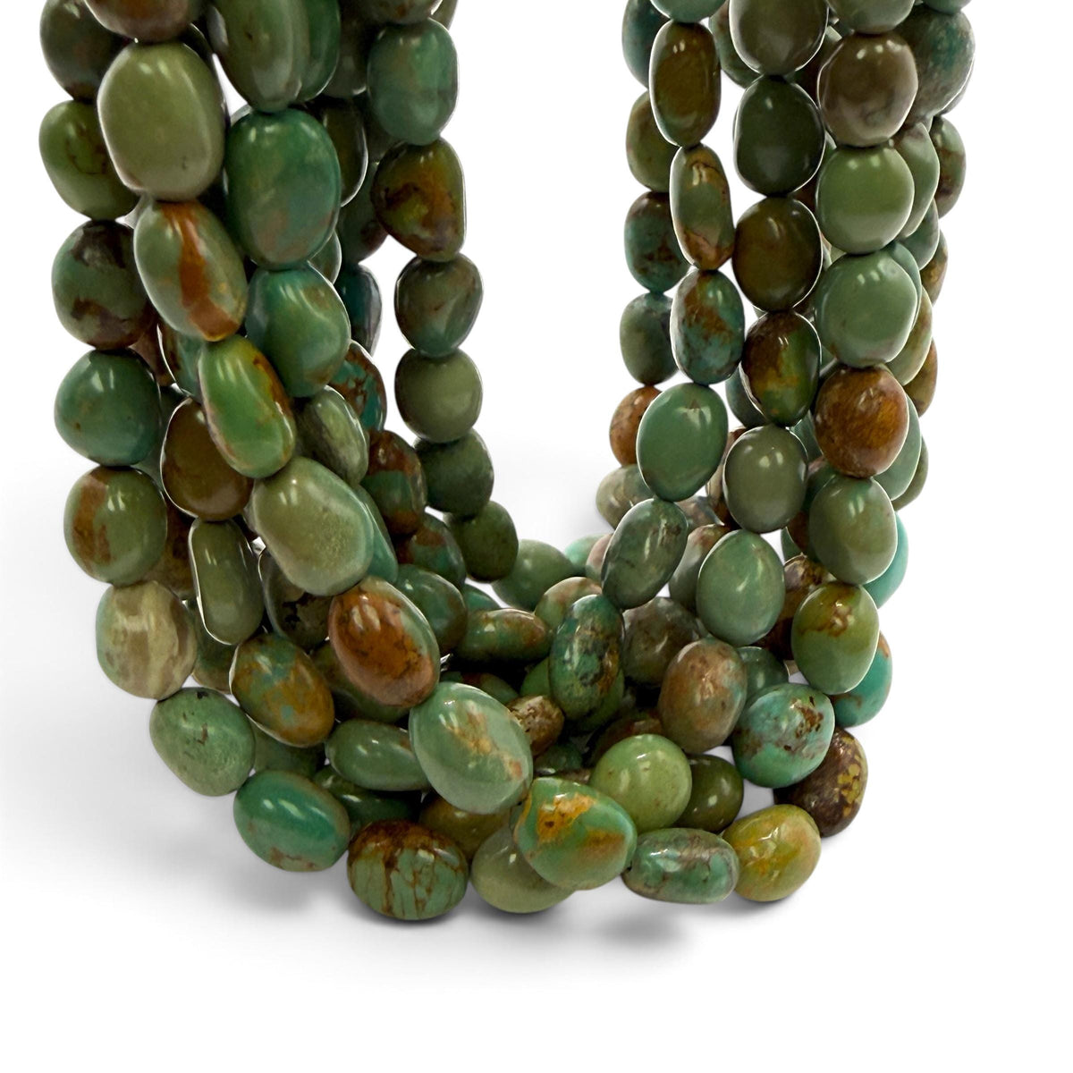 Multicolor Turquoise Beads with Golden Matrix - Never Dyed or Color Enhancement - Freeform Tumbled Pebble Nugget Approx. 6X10mm SKU#A117