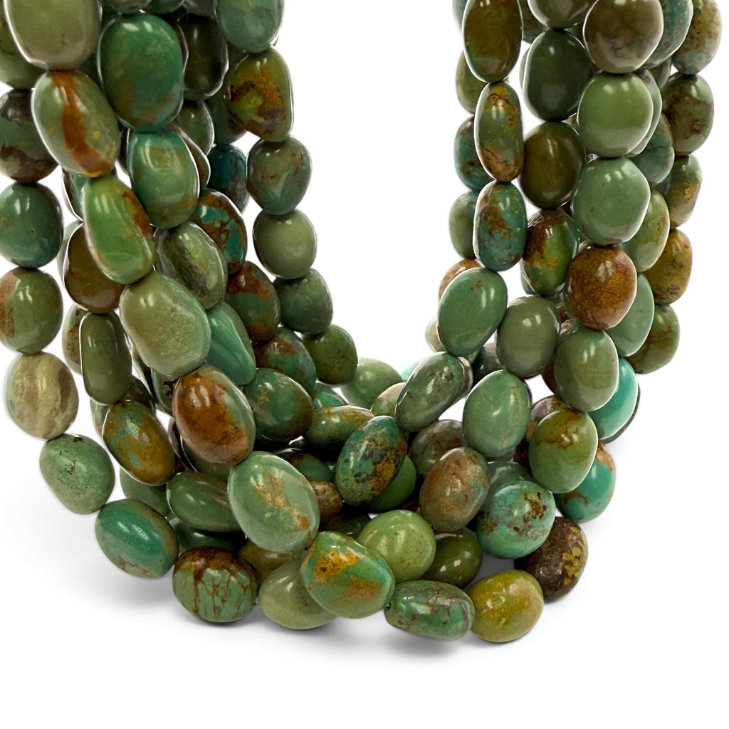 Multicolor Turquoise Beads with Golden Matrix - Never Dyed or Color Enhancement - Freeform Tumbled Pebble Nugget Approx. 6X10mm SKU#A117