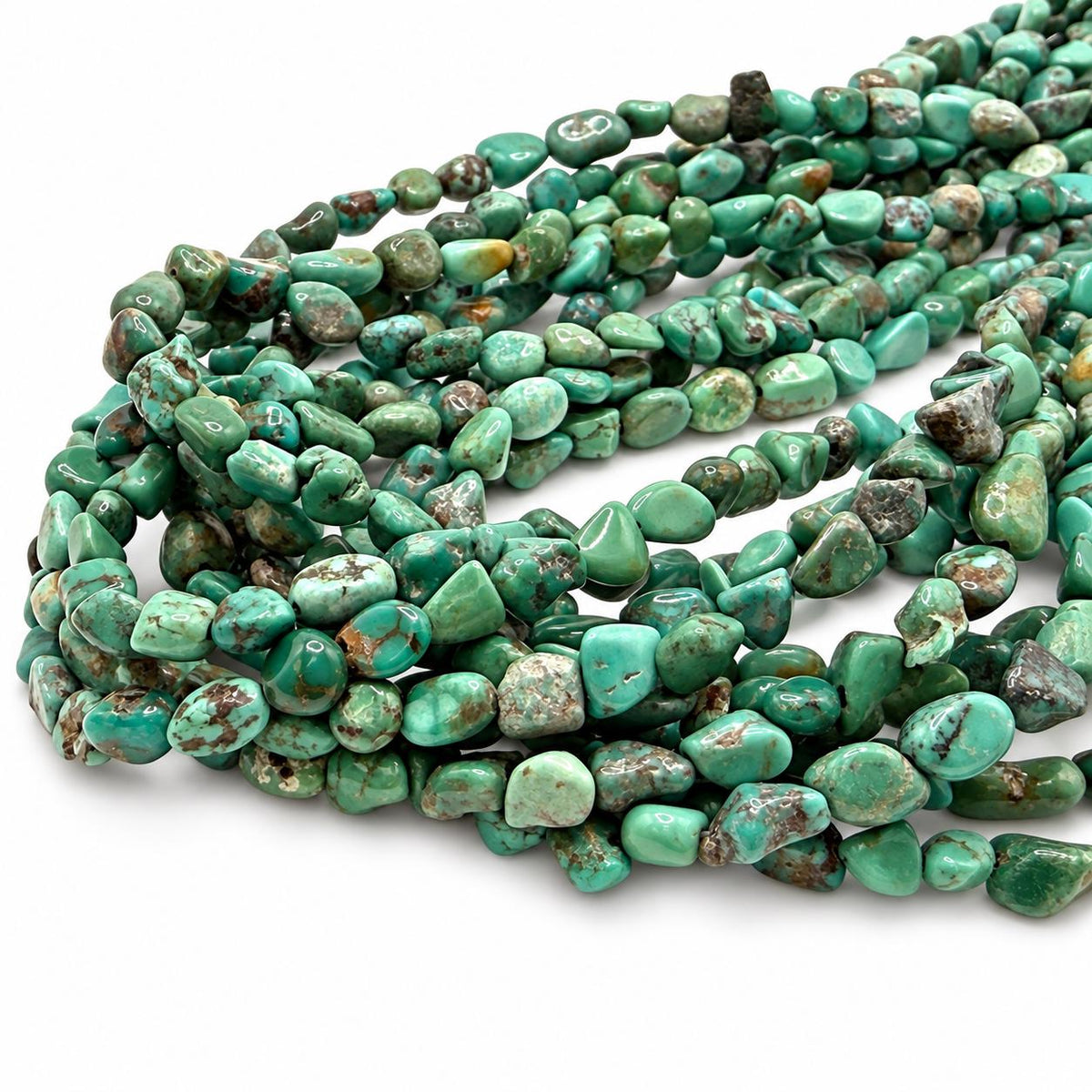 Natural Huibei Turquoise Beads - Earthy Green & Blue - Never Dyed or Color Enhancement - Freeform Pebble Nugget Approx. 4-5mm #A123