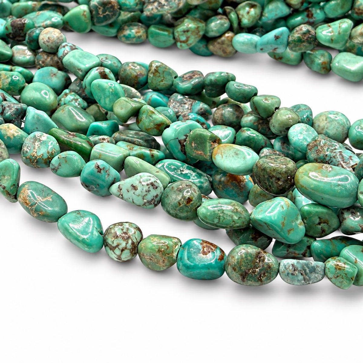 Natural Huibei Turquoise Beads - Earthy Green & Blue - Never Dyed or Color Enhancement - Freeform Pebble Nugget Approx. 4-5mm #A123