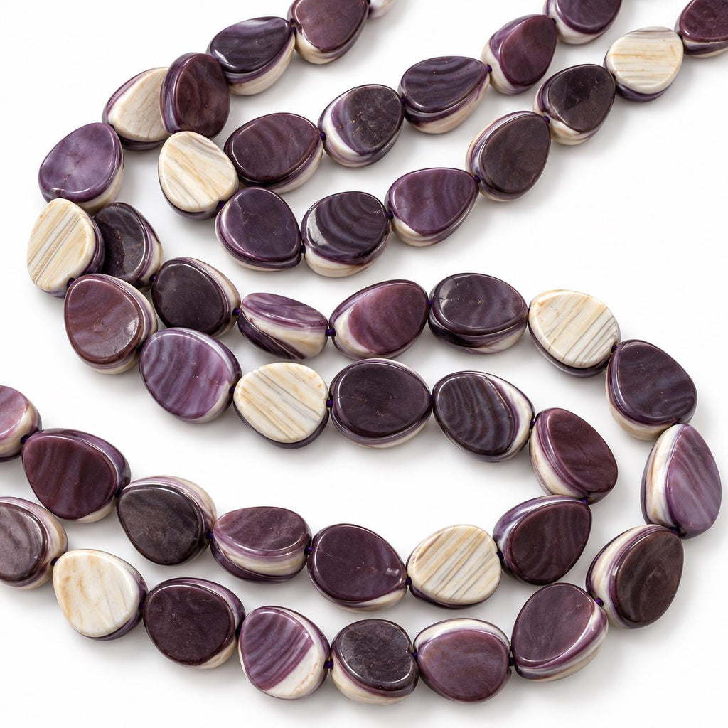 Extra Dark Wampum Shell Beads From USA (Rare Color) Native American Style - Men's Jewelry - Smooth Teardrop 12X16mm #B414