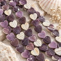 Dark Wampum Shell Beads From USA (Rare Color) Native American Style - Men's Jewelry - Smooth Heart 12mm #B411