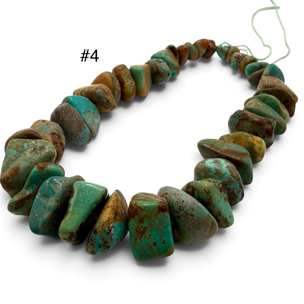 Gigantic Graduated Turquoise Beads - Earthy Green & Brown with Matrix - Untreated with No Dye - Rough Cut Freeform Nugget 18-30mm SKU#B108