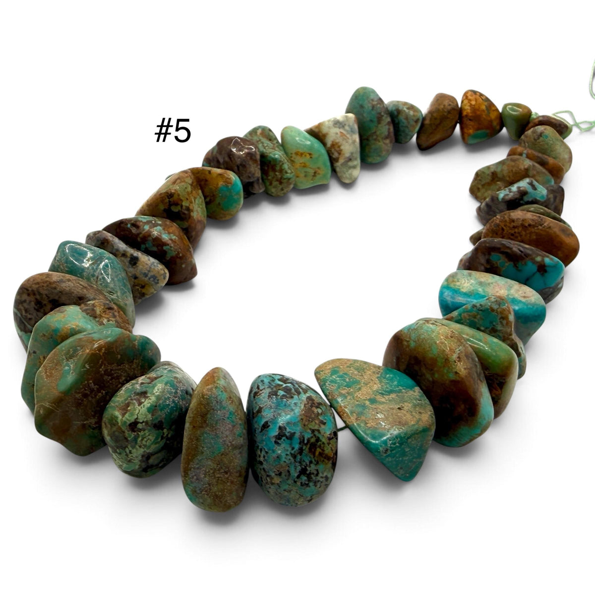 Gigantic Graduated Turquoise Beads - Earthy Green & Brown with Matrix - Untreated with No Dye - Rough Cut Freeform Nugget 18-30mm SKU#B108