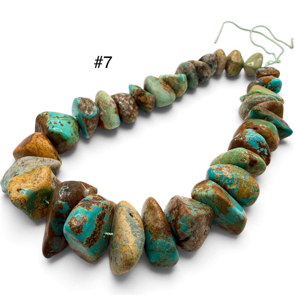 Gigantic Graduated Turquoise Beads - Earthy Green & Brown with Matrix - Untreated with No Dye - Rough Cut Freeform Nugget 18-30mm SKU#B108