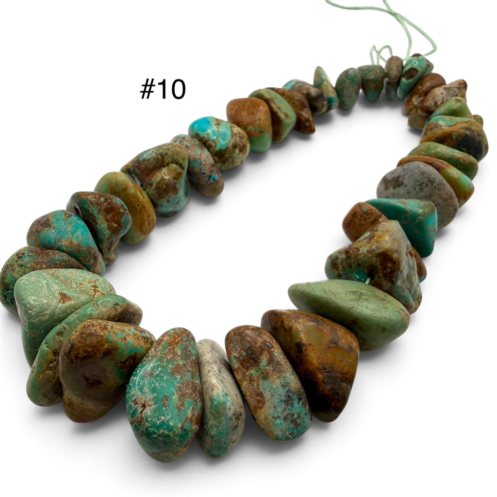 Gigantic Graduated Turquoise Beads - Earthy Green & Brown with Matrix - Untreated with No Dye - Rough Cut Freeform Nugget 18-30mm SKU#B108