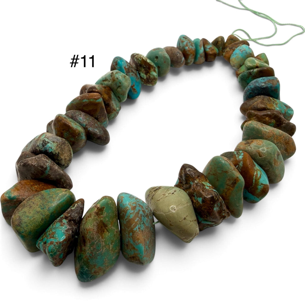 Gigantic Graduated Turquoise Beads - Earthy Green & Brown with Matrix - Untreated with No Dye - Rough Cut Freeform Nugget 18-30mm SKU#B108