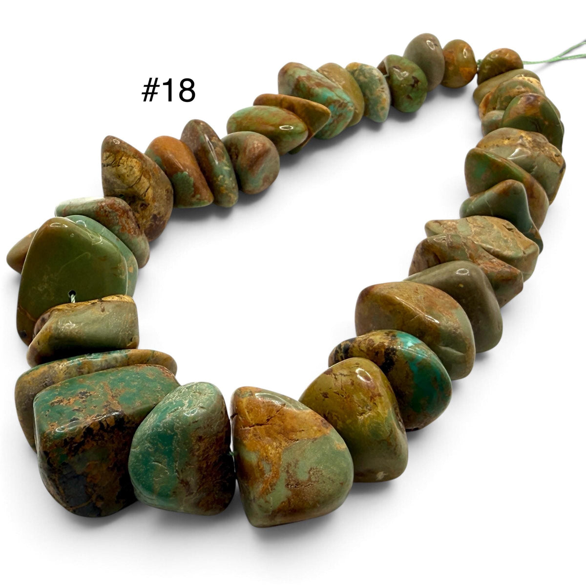 Gigantic Graduated Turquoise Beads - Earthy Green & Brown with Matrix - Untreated with No Dye - Rough Cut Freeform Nugget 18-30mm SKU#B108