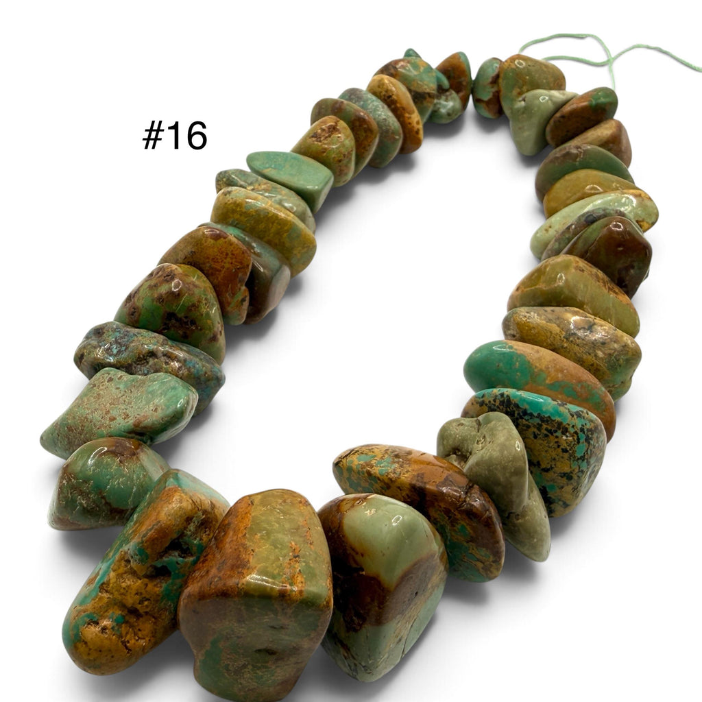 Gigantic Graduated Turquoise Beads - Earthy Green & Brown with Matrix - Untreated with No Dye - Rough Cut Freeform Nugget 18-30mm SKU#B108