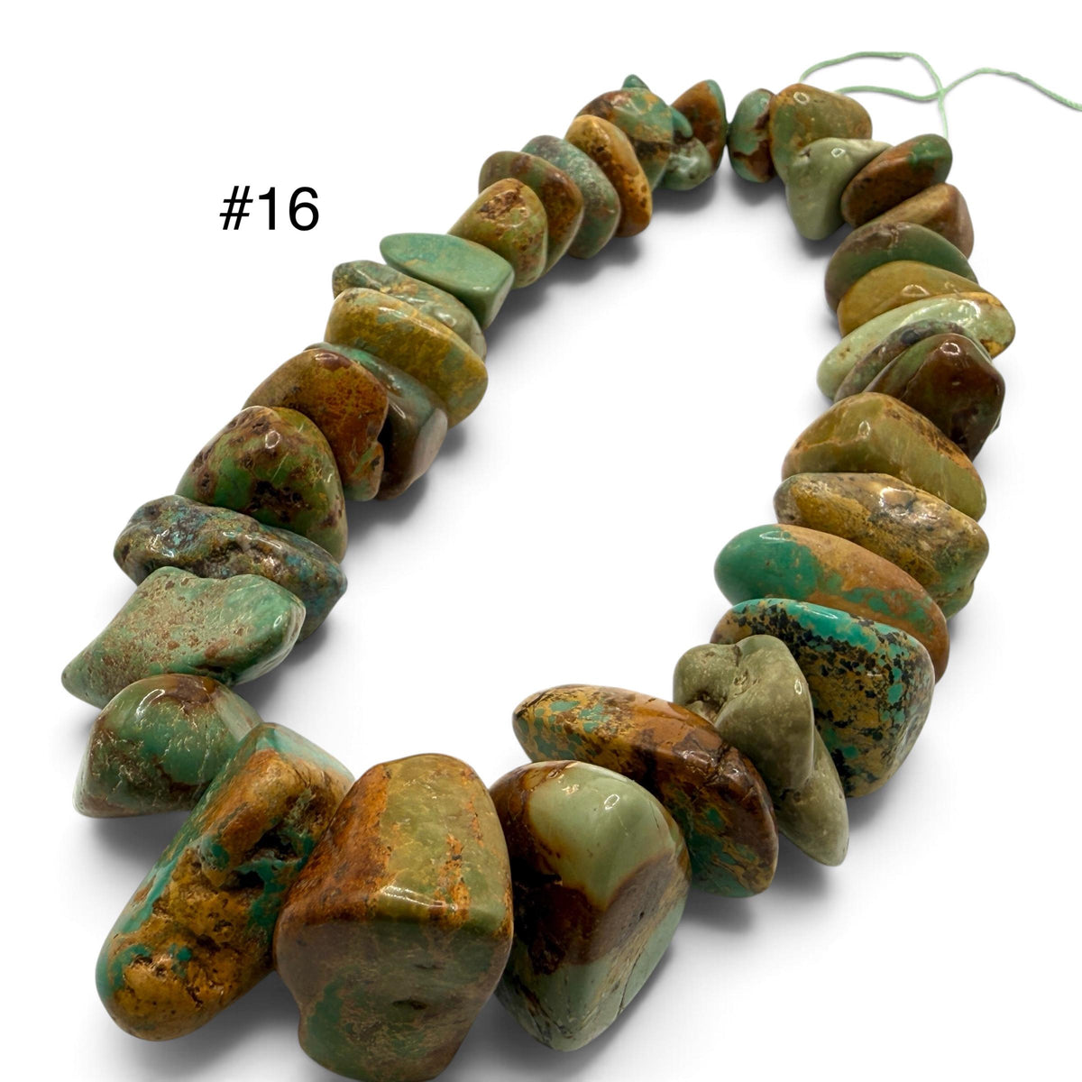 Gigantic Graduated Turquoise Beads - Earthy Green & Brown with Matrix - Untreated with No Dye - Rough Cut Freeform Nugget 18-30mm SKU#B108