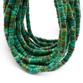 Dark Hubei Turquoise Beads with Matrix - Untreated with No Dye or Color Enhancement - Freeform Heishi 6mm SKU#B110