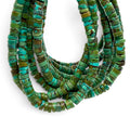 Dark Hubei Turquoise Beads with Matrix - Untreated with No Dye or Color Enhancement - Freeform Heishi 7mm SKU#B111
