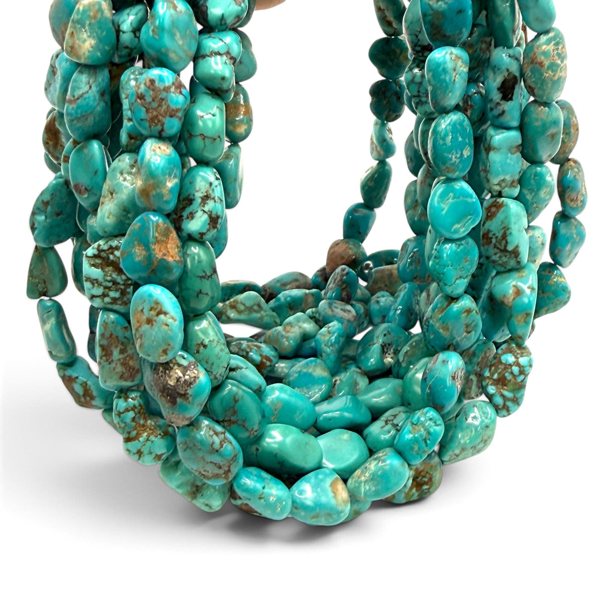 Arizona Kingman Turquoise Beads USA Authentic - Never Dyed or Color Enhancement - Rough-Cut Freeform Nugget Approx. 8X10mm SKU#A115
