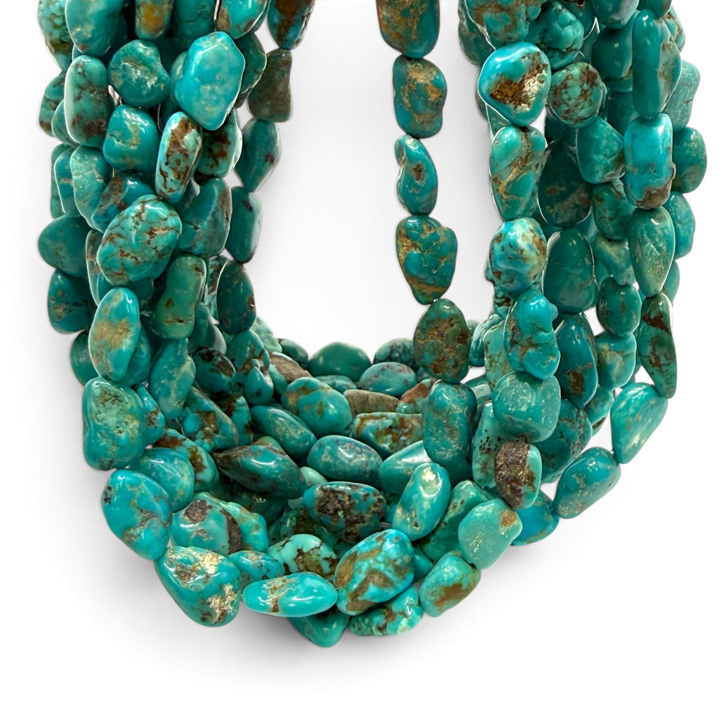 Arizona Kingman Turquoise Beads USA Authentic - Never Dyed or Color Enhancement - Rough-Cut Freeform Nugget Approx. 8X10mm SKU#A115