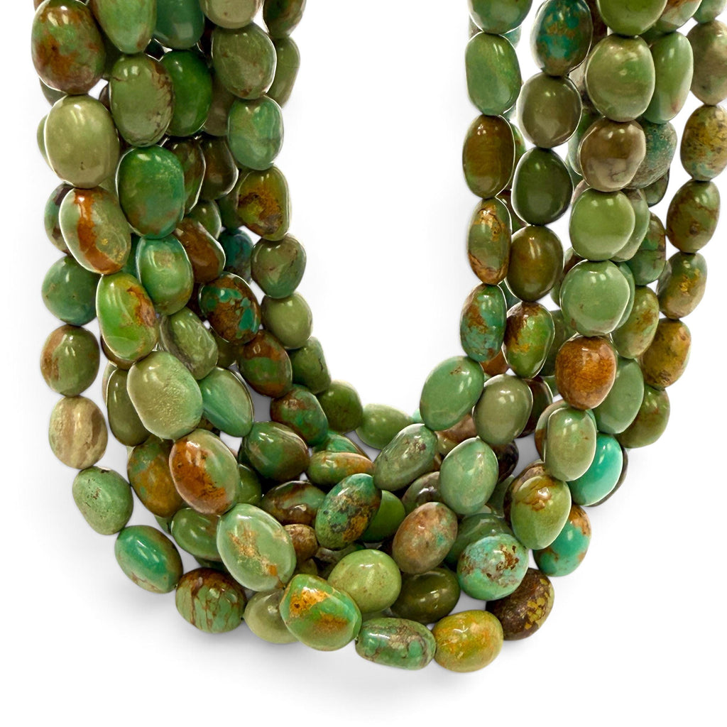 Multicolor Turquoise Beads with Golden Matrix - Never Dyed or Color Enhancement - Freeform Tumbled Pebble Nugget Approx. 6X10mm SKU#A117