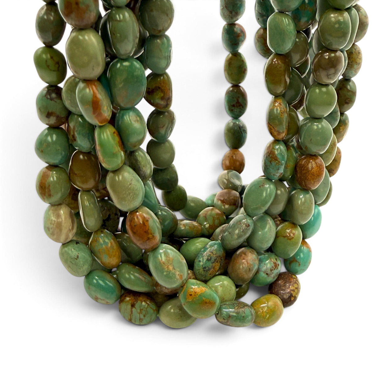 Multicolor Turquoise Beads with Golden Matrix - Never Dyed or Color Enhancement - Freeform Tumbled Pebble Nugget Approx. 6X10mm SKU#A117