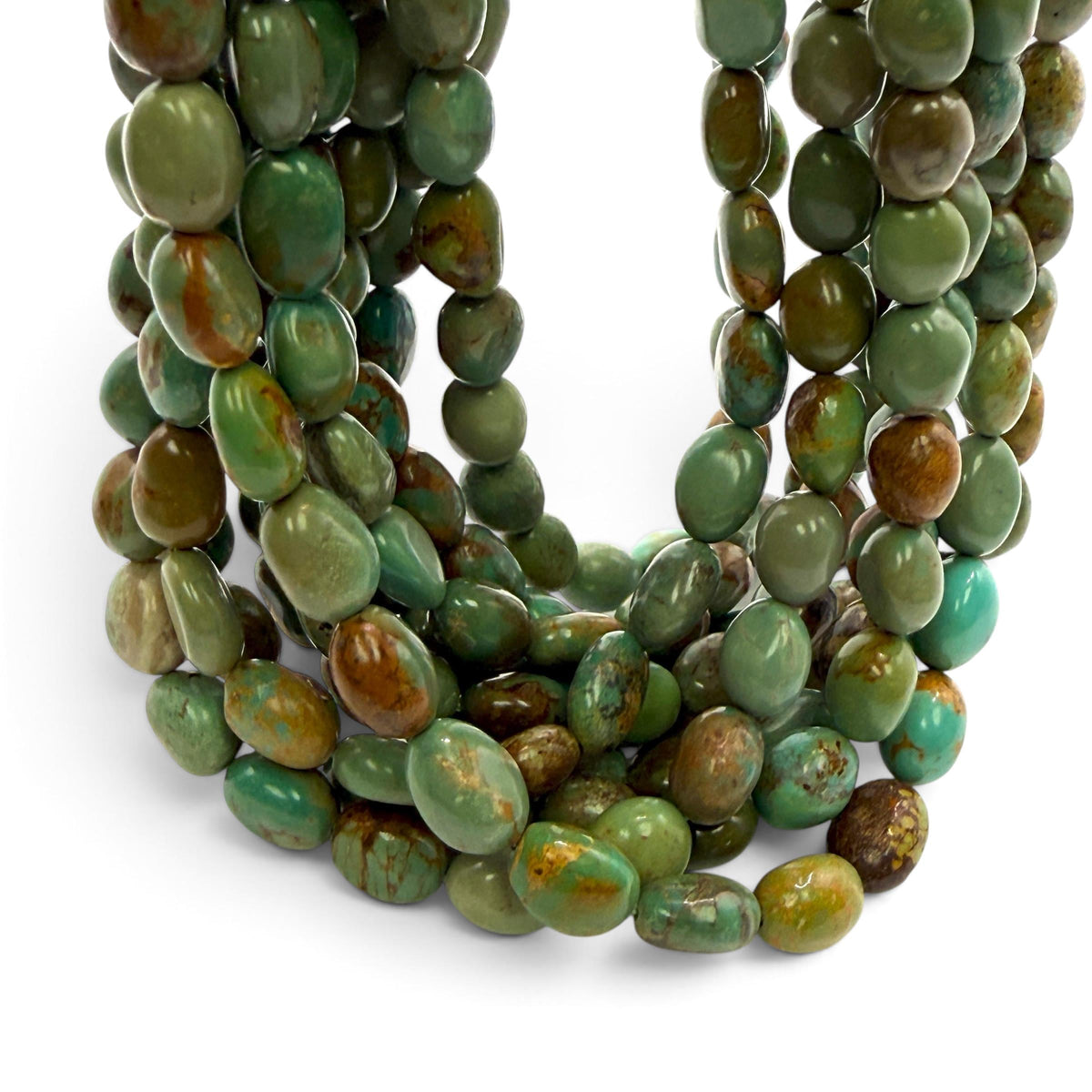 Multicolor Turquoise Beads with Golden Matrix - Never Dyed or Color Enhancement - Freeform Tumbled Pebble Nugget Approx. 6X10mm SKU#A117