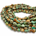 Multicolor Huibei Turquoise Beads - Earthy Green with Matrix - Never Dyed or Color Enhancement - Freeform Pebble Nugget Approx. 6-8mm #A118