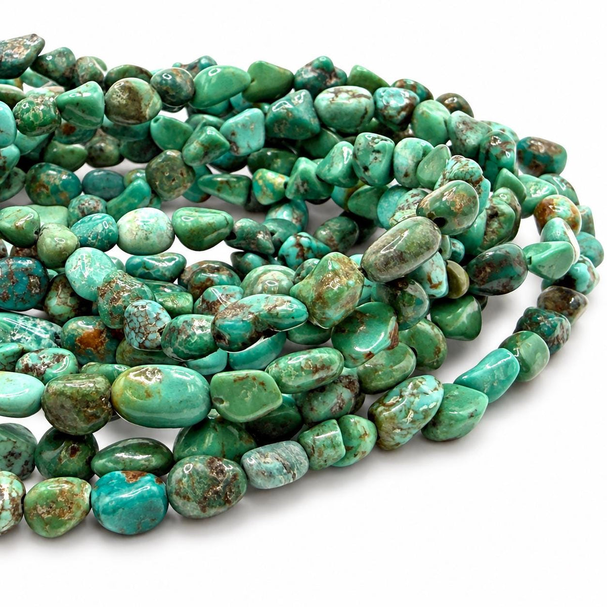 Natural Huibei Turquoise Beads - Earthy Green & Blue - Never Dyed or Color Enhancement - Freeform Pebble Nugget Approx. 4-5mm #A123