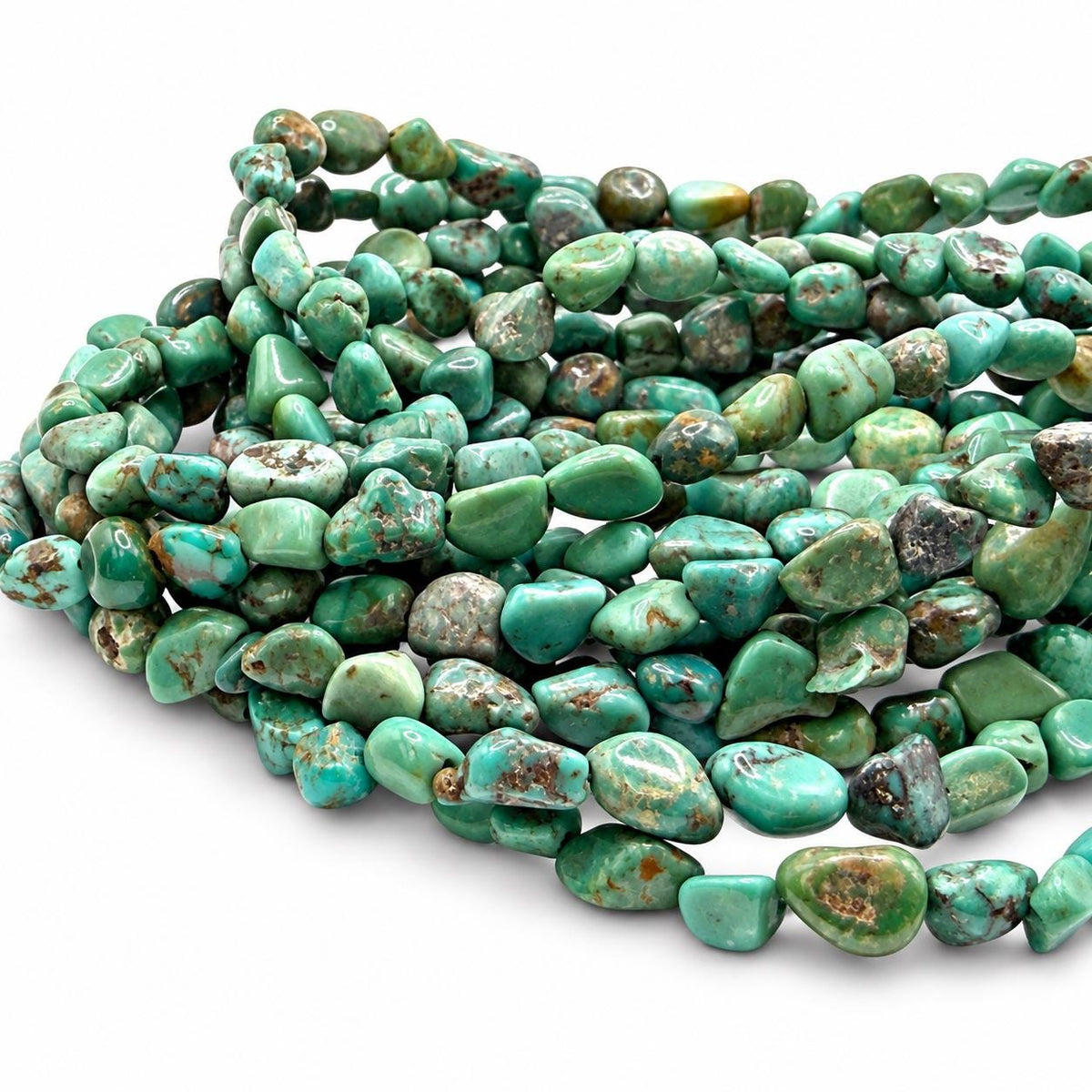 Natural Huibei Turquoise Beads - Earthy Green & Blue - Never Dyed or Color Enhancement - Freeform Pebble Nugget Approx. 4-5mm #A123