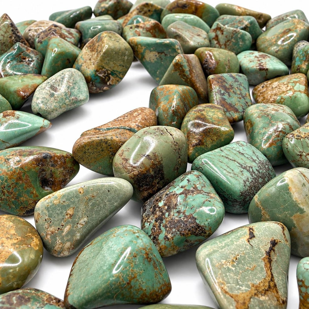 Multicolor Huibei Turquoise Beads - Earthy Green with Matrix - Never Dyed or Color Enhancement - Freeform Nugget Approx. 18-20mm #A127