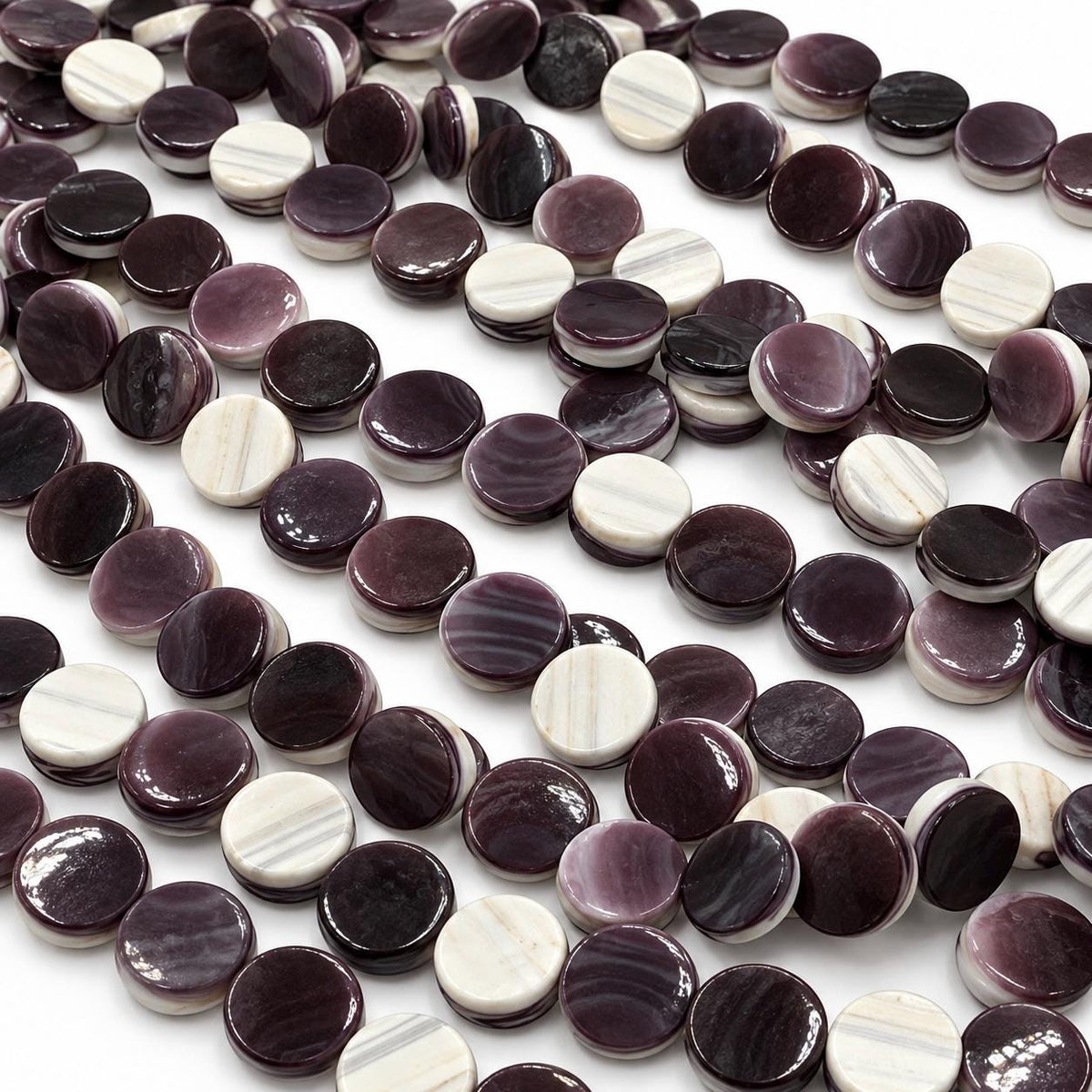 Extra Dark Wampum Shell Beads From USA (Rare Color) Native American Style - Men's Jewelry - Smooth Coin 12mm #B413