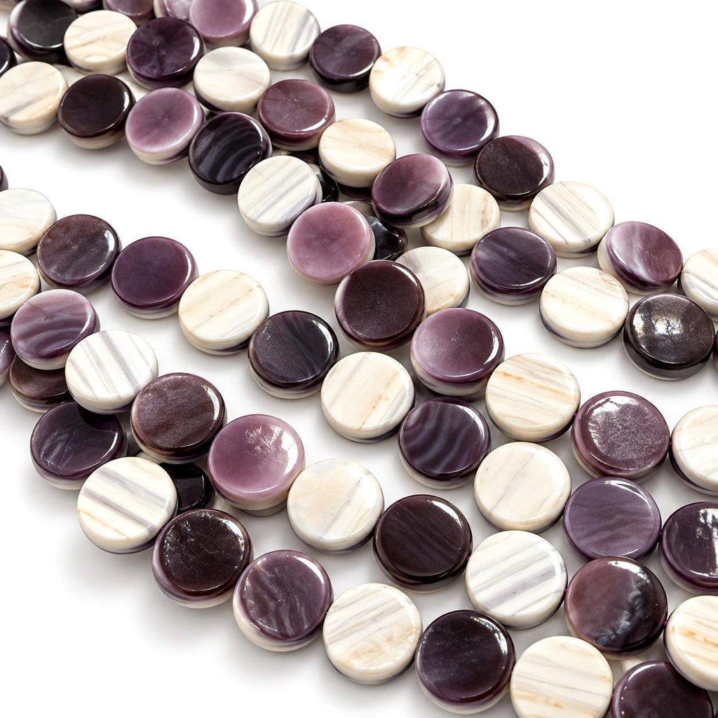 Extra Dark Wampum Shell Beads From USA (Rare Color) Native American Style - Men's Jewelry - Smooth Coin 12mm #B413