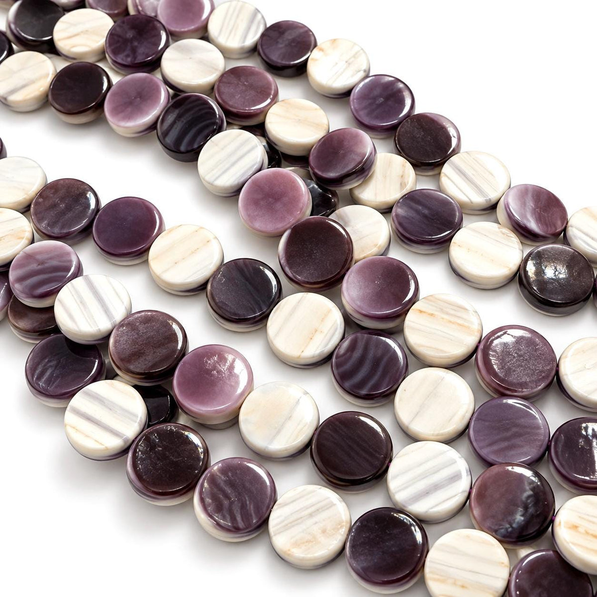 Extra Dark Wampum Shell Beads From USA (Rare Color) Native American Style - Men's Jewelry - Smooth Coin 12mm #B413
