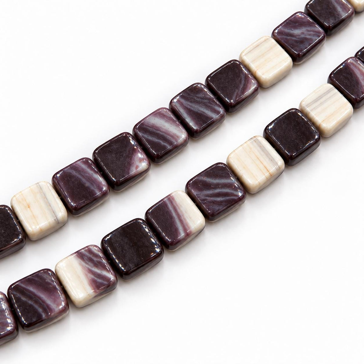 Extra Dark Wampum Shell Beads From USA (Rare Color) Native American Style - Men's Jewelry - Smooth Square 10mm #B412