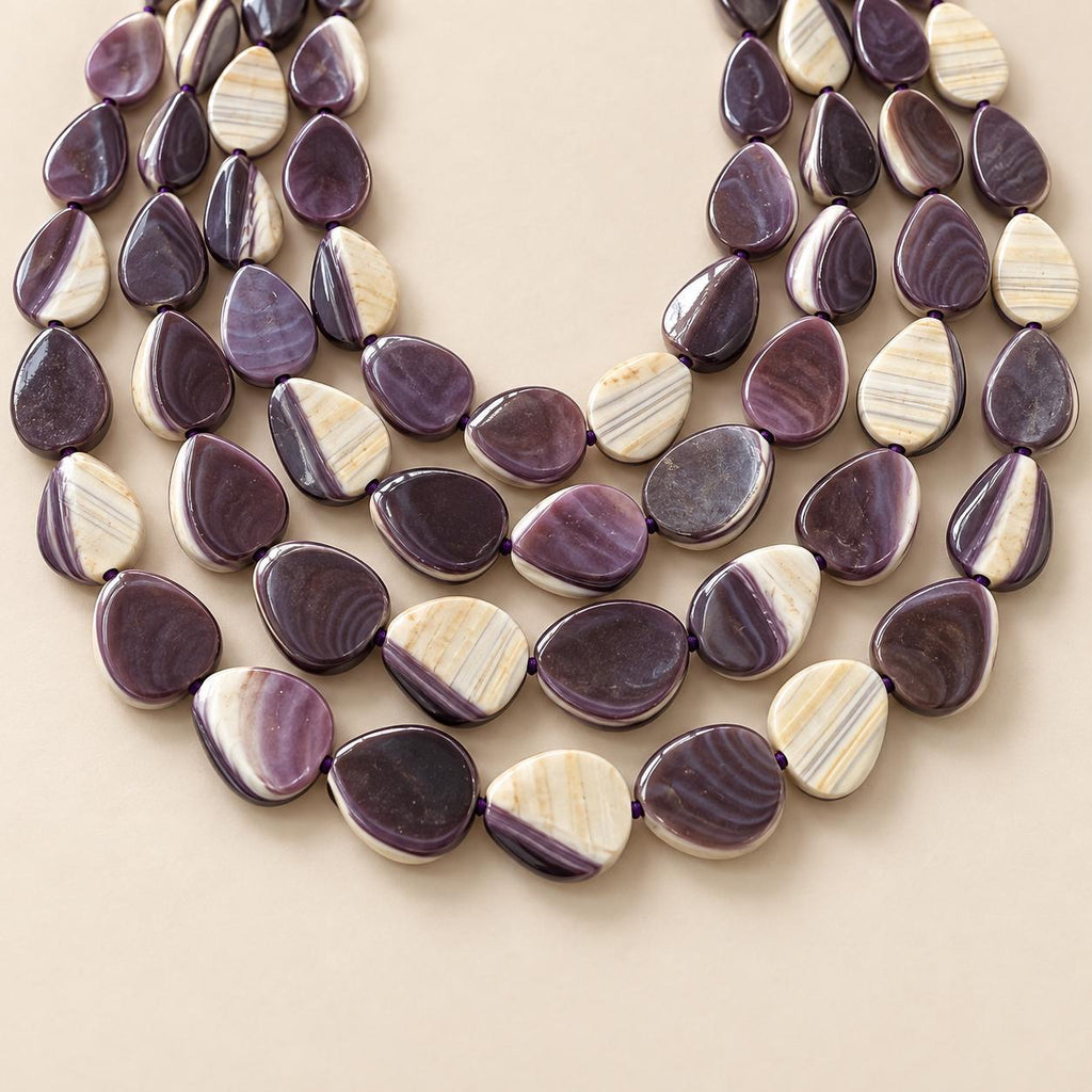 Extra Dark Wampum Shell Beads From USA (Rare Color) Native American Style - Men's Jewelry - Smooth Teardrop 12X16mm #B414