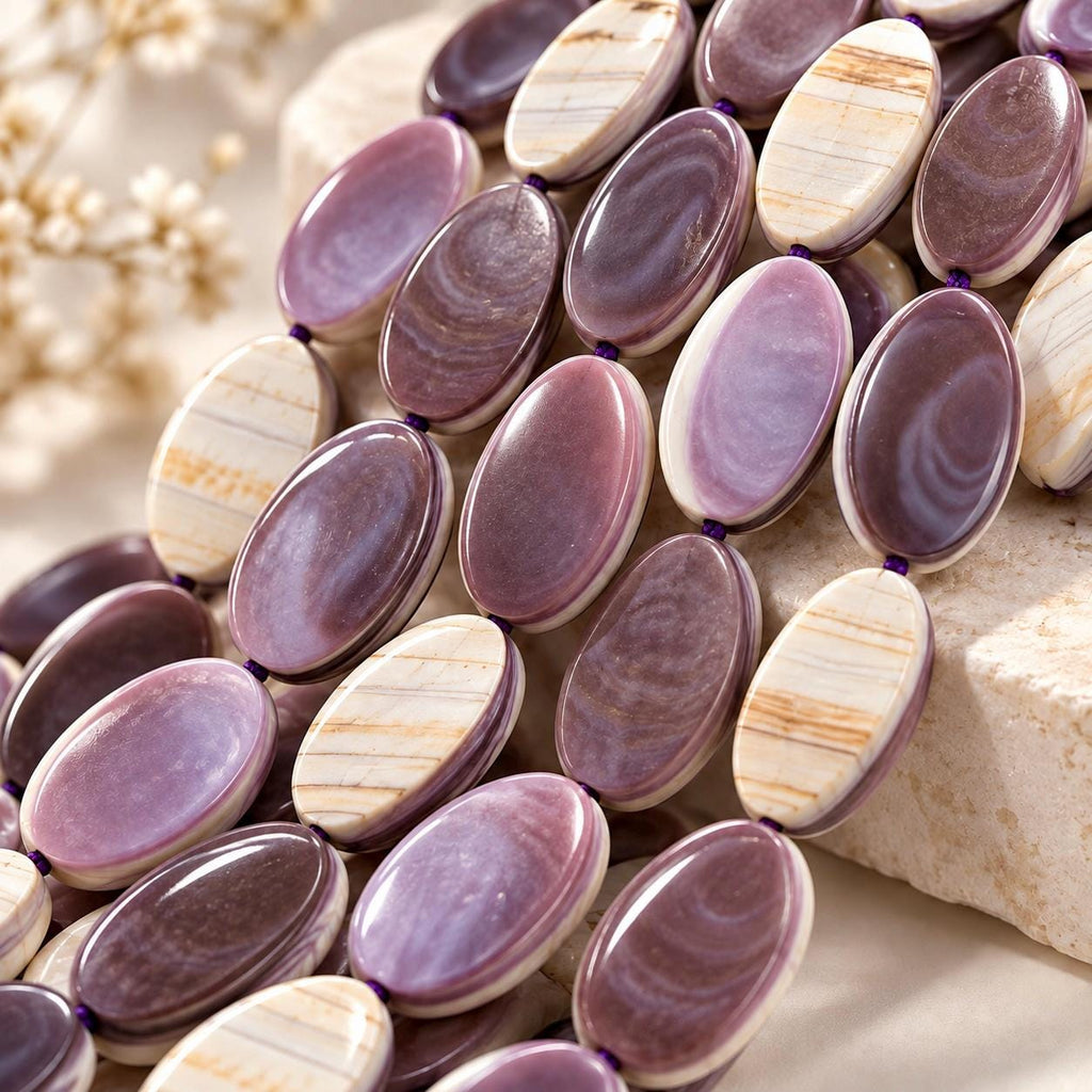 Extra Dark Wampum Shell Beads From USA (Rare Color) Native American Style - Men's Jewelry - Smooth Oval 12X16mm #B415