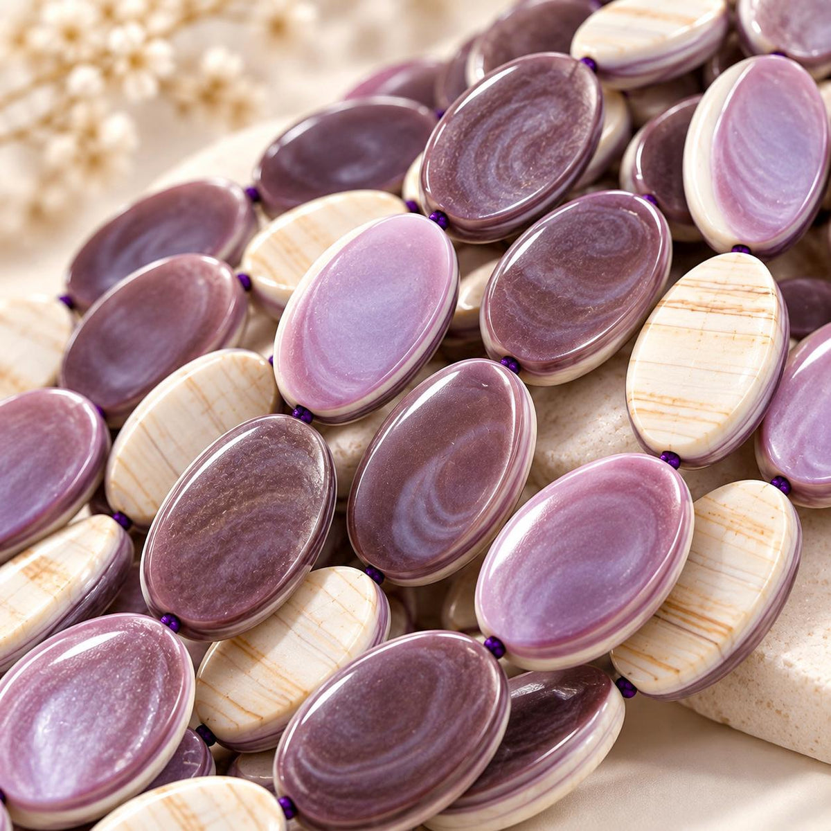 Extra Dark Wampum Shell Beads From USA (Rare Color) Native American Style - Men's Jewelry - Smooth Oval 12X16mm #B415