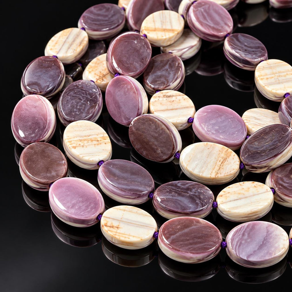Extra Dark Wampum Shell Beads From USA (Rare Color) Native American Style - Men's Jewelry - Smooth Oval 12X16mm #B415