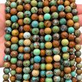 Multicolor Turquoise Beads with Matrix - Different Shades of Blue & Green - Untreated with No Dye - Smooth Off Round