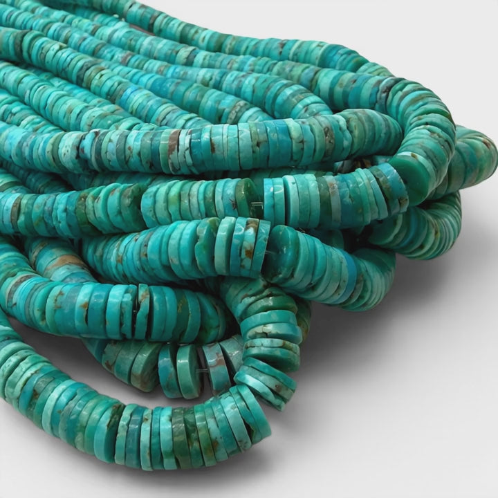 Graduated Arizona Kingman Turquoise Beads USA Organic Matrix Untreated with No Dye or Color Enhancement- Men's Jewelry Heishi 3-8mm SKU#B507