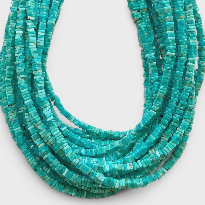 AAA Baby Arizona Kingman Turquoise Beads USA - Untreated with No Dye or Color Enhancement - Men's Jewelry Square Heishi 2.5-3mm SKU#B506